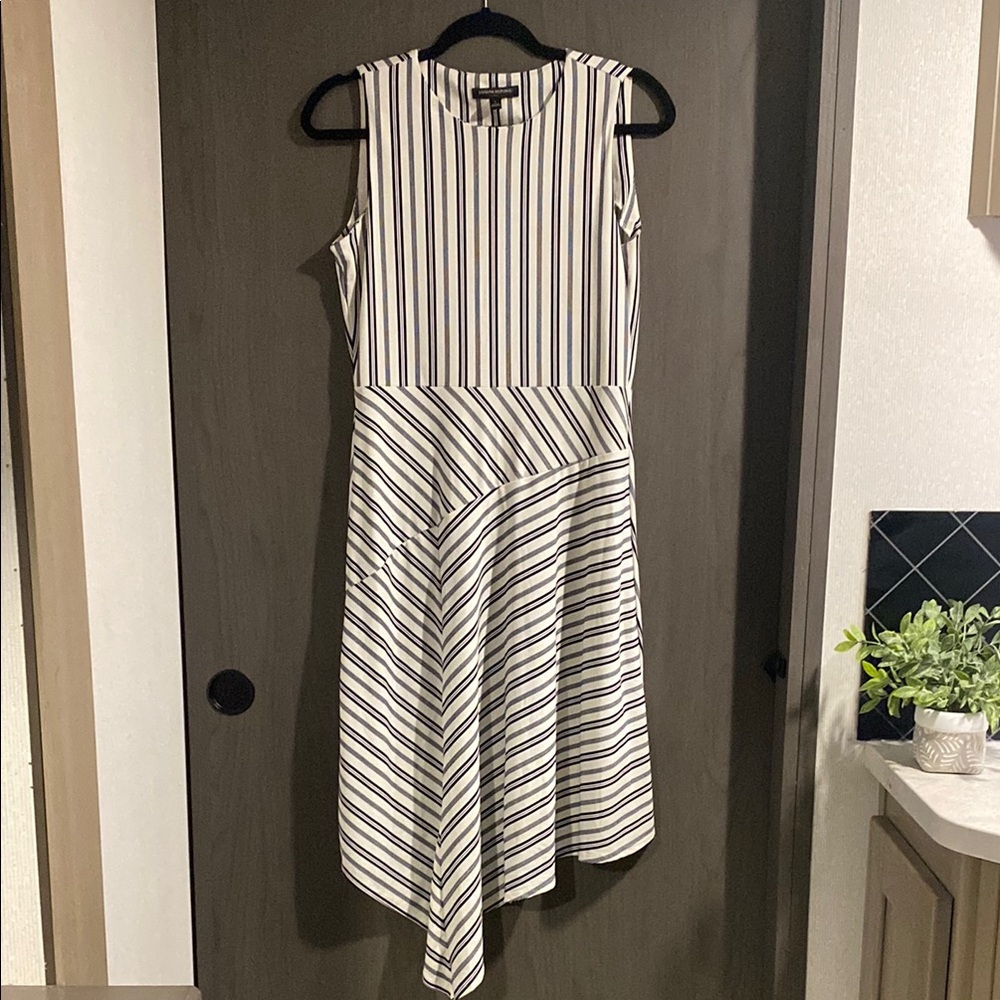 Banana Republic Black and White Asymmetrical A-Line Dress